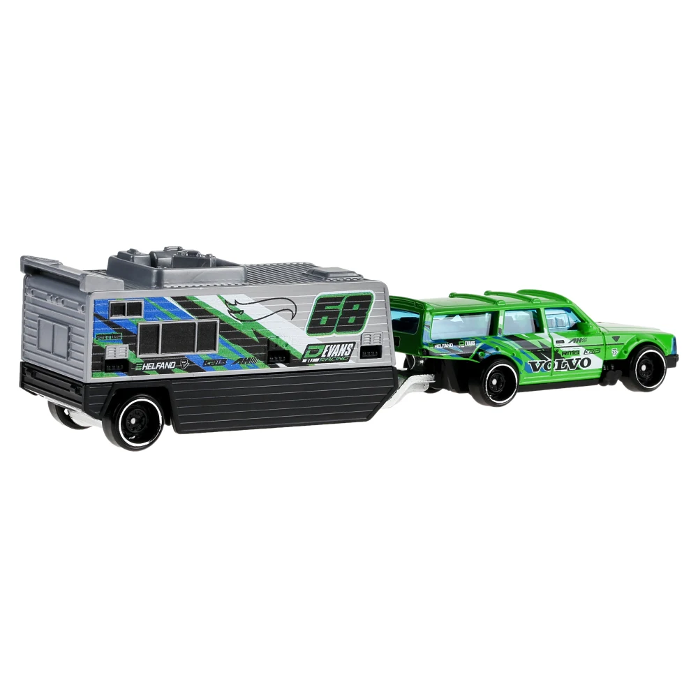 Volvo 240 Drift Camper — JKP36 — Green w/ "Moody" Black & Gray Trailer — imagem 3